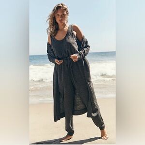 Free People Beach Bicoastal Charcoal Gray Jumpsuit Womens XS Lounge Boho